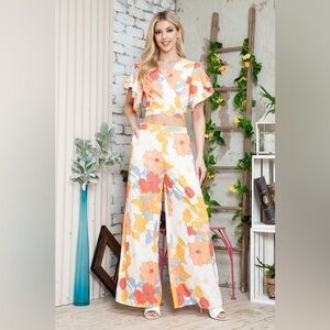 Set Floral Top And Ballon Pants